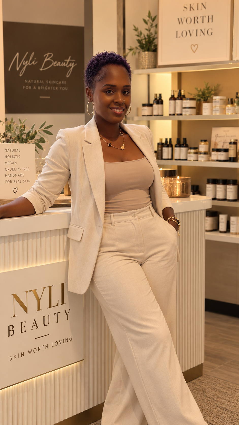Anja, founder of Nyli Beauty